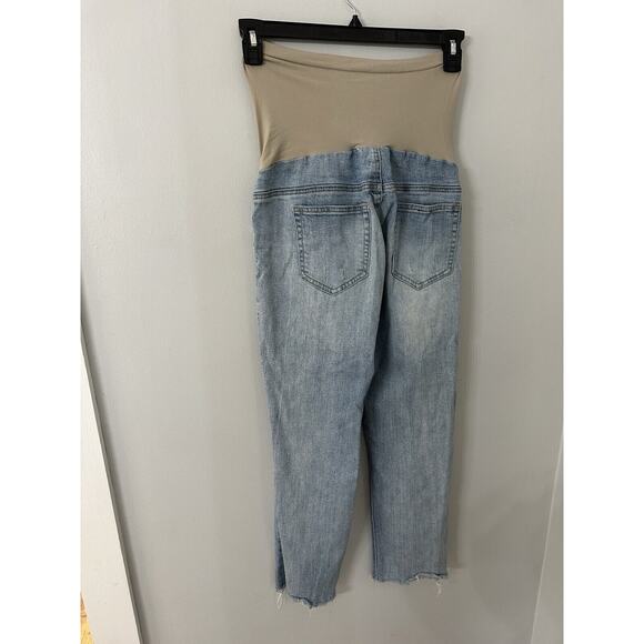 Indigo Blue Premium Denim Distressed Maternity Jeans Size L Regular - Picture 4 of 6